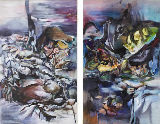 Snow and Moss month 240x150cm each oil on linen 2012
